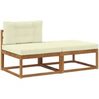 vidaXL Sectie Sofa Eenheden met kussen 2 Stuk Naturel