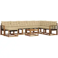 vidaXL Buiten bank set 9 st Natuurlijk en Beige