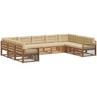 vidaXL Buiten bank set 9 st Natuurlijk en Beige Massief Acacia Hout