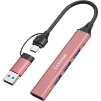 Canyon DS-02 Serie - USB Hub - 4 poorten - USB-A/C - Roze