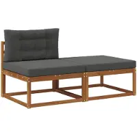 vidaXL Sectie Sofa Eenheden met kussen 2 Stuk Naturel