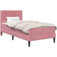 vidaXL Bedframe met matras met hoofdeinde Roze 80 x 200 cm Fluweel