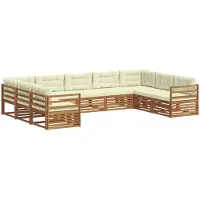 vidaXL Buiten bank set 9 st Natuurlijk en Crème Massief Acacia Hout