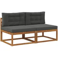 vidaXL Buiten Midden Sofa met kussen 2 Stuk Naturel