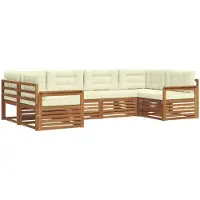 vidaXL Buiten bank set 6 st Natuurlijk en Crème Massief Acacia Hout