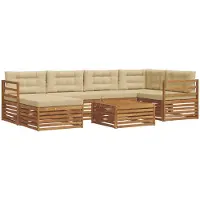 vidaXL Buiten bank set 7 st Natuurlijk en Beige