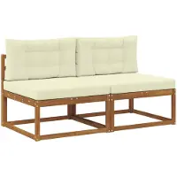 vidaXL Buiten Midden Sofa met kussen 2 Stuk Naturel