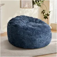 STILVORA Zitzak Stoel - Ruime Zitting Met Gebogen Hoge Rug - Volledige Lichaamsondersteuning - Voor Woonkamer En Slaapkamer - Flanel Blauw