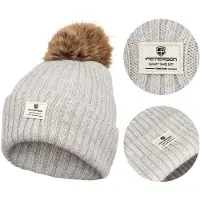 Peterson - Modieuze Wintermuts - Grijs - Pompon - Angora Mix