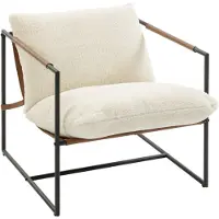 HOMCOM Accentstoel van badstof (100% polyester) - 77x91x80cm - Crème
