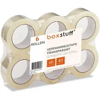 Boxstuff - Verpakkingstape - Transparant - PP Plakband - 50 MM x 66 M - 6 Rollen Dozen Tape