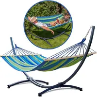 Potenza Hangmat met Standaard en Spreidstok – 2 Persoons – Extra Stabiel Frame tot 220 kg – Duurzame Hangmatset – Grande Acadia