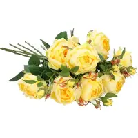 Top Art Kunstbloem roos Ariana - 5x - geel - 73 cm - kunststof steel - decoratie bloemen
