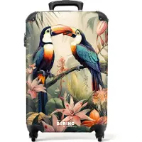 NoBoringSuitcases.com - Handbagage koffer lichtgewicht - Reiskoffer trolley - Twee toekans op een tak in de jungle - Rolkoffer met wieltjes - Past binnen 55x40x20 en 55x35x25