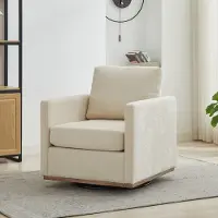 MODFU - Draaibare Fauteuil - 360 Graden Draaibaar - Vierkant Ontwerp - Chenille - Beige