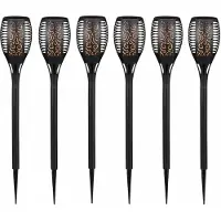 Cepewa Pro Garden Solar tuinlamp / fakkel / prikspot - 6x - vlameffect - zonne-energie - 58 cm