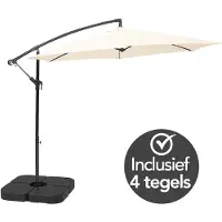 Brixy Zweefparasol - 300CM - Incl. Parasoltegels en Kruisvoet - Waterdicht - Verstelbare Hoogte - Creme