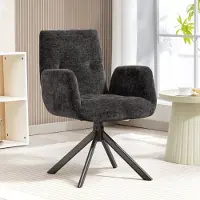 MODFU - Draaifauteuil - 360° Draaibaar - Geknopt Design - Modern - Polyester - Zwart - 60 X 61 X 88 Cm