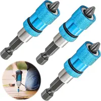 LONGZIMING -3 Stuks Magnetische Snelwissel Bithouders - PH2 Kruiskop - 65mm Instelbare Diepte - 1/4" (6,35mm) Universeel - Hoogvast Staal met Aluminiumringen - Voor Gipsplaat, Hout & Algemeen Gebruik