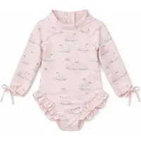SuperCute UV Badpak Meisjes - Soft Cream – Baby & Peuter Zwempak Lange Mouw – Zwaan Print – 3 t/m 6 maanden