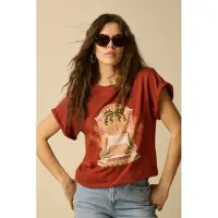 Sissy-Boy Donkerrood T-shirt met palm print | Maat: M