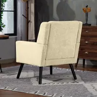 MODFU - Fauteuil - Gecapitonneerd En Ergonomisch - Compact - Voor Woonkamer - Linnen - Beige