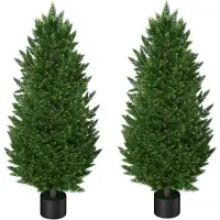 NaiZy 2 Stuks Kunstplanten Set - 90cm Hoog - Kunstplanten - Gesimuleerde Cipres - Met PE Bladeren - PP Bloempot - Plastik - Groenblijvend - Kamerplanten - Kleurecht - Groenset - Voor Woondecoratie -