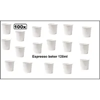 TakeAware 100x Beker espresso karton wit 120ml - chocomel soep drank water beker karton