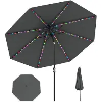 KOMFOTTEU Parasol 288 cm - met 96 ledlampen en 9 modi - stokparasol - aan beide 35° knikbaar - tuinparasol - voor tuin, strand, balkon