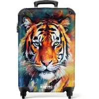 NoBoringSuitcases.com Koffer - Tijger - Dieren - Olieverf - Kunst - Trolley - Reiskoffer - Handbagagekoffer - Past binnen 55x40x20 cm en 55x35x25 cm - Lichtgewicht - Hardcase - TSA slot - Cabin size