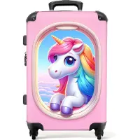NoBoringSuitcases.com - Kinderkoffer roze meisje - Kindertrolley meisjes met eenhoorn - Koffer kind groot - Rolkoffer lichtgewicht - Reiskoffer met 4 wielen - Grote trolley XL - 20 kg bagage