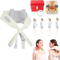 Zree Draadloos Nek - en Schoudermassageapparaat met Warmte - 6D Diepteweefsel Shiatsu voor Spierpijn - Perfect voor Thuis, Kantoor en Auto - gebroken wit