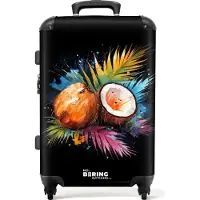 NoBoringSuitcases.com - Koffer groot - Rolkoffer lichtgewicht - Street art van kokosnoten en kleurrijke bladeren - Reiskoffer met 4 wielen - Grote trolley XL - 20 kg bagage