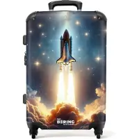 NoBoringSuitcases.com - Kinderkoffer jongen ruimte raket - Kindertrolley jongens - Koffer kind groot - Rolkoffer lichtgewicht - Reiskoffer met 4 wielen - Grote trolley XL - 20 kg bagage