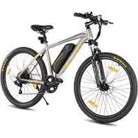 Hiland Elektrische Mountainbike 26 inch - 7 versnellingen - 250W motor - grijs - Geschikt voor buitenactiviteiten in de lente
