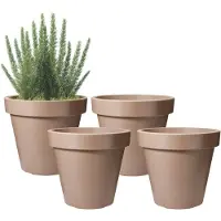 Pro Garden Bloempot - 4x - mokka bruin - rond - D20 cm - kunststof - plantenpot - tuin buiten