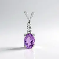 Cavill - Zilveren Hanger 925 Sterling Zilver Platina Geplateerd - 0,98 ct Uruguay Amethist Ovaal - Paars - Cambodjaanse Zirkonia