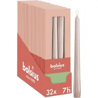 Bolsius - Glanzende dinerkaarsen - 32 stuks - Licht roze - 24,5 cm - 7 branduren