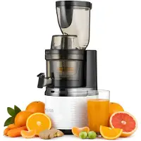 4Swiss Slow Juicer BM202, 200 W, 40 tpm, Reverse-functie, EasyClean, XXL-opening, Wit