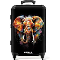NoBoringSuitcases.com - Koffer groot - Rolkoffer lichtgewicht - Olifant versierd met kleurrijke spetters - Reiskoffer met 4 wielen - Grote trolley XL - 20 kg bagage