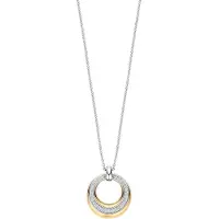 Ti sento Dames Ketting - 925 zilver - Zirkonia met geel verguld - Maat 42 - 34119ZY