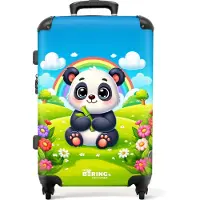 NoBoringSuitcases.com - Kinderkoffer groot - Kindertrolley koffer - Catroon van een panda voor regenboog - Rolkoffer lichtgewicht - Reiskoffer met 4 wielen - Grote trolley XL - 20 kg bagage