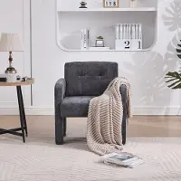 MODFU - Fauteuil - Ergonomische Armleuningen - Minimalistisch - Woonkamer - Chenille - Grijs - 67,5 x 69 x 74,5 cm