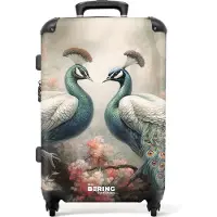 NoBoringSuitcases.com - Koffer groot - Rolkoffer lichtgewicht - Portret van twee pauwen met gedetailleerde veren - Reiskoffer met 4 wielen - Grote trolley XL - 20 kg bagage