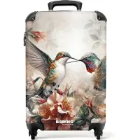 NoBoringSuitcases.com - Handbagage koffer lichtgewicht - Reiskoffer trolley - Twee kleurrijke kolibries in de natuur - Rolkoffer met wieltjes - Past binnen 55x40x20 en 55x35x25