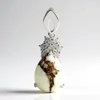 Cavill - Zilveren Hanger 925 Sterling Zilver - Braziliaanse Magnesiet 7,29 ct Peervorm - 0,323 ct Witte Topaas - Elegant Design 34x12 mm