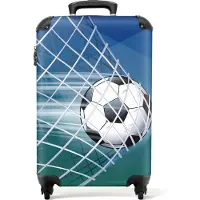NoBoringSuitcases.com - Kinderkoffer jongen voetbal - Kindertrolley jongens - Handbagage koffer lichtgewicht - Reiskoffer trolley kind - Rolkoffer met wieltjes - Past binnen 55x40x20 en 55x35x25