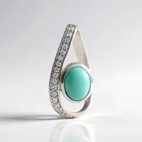 Cavill - Zilveren Hanger met Ovale Campitos Turkoois 1,039 ct - 925 Sterling Zilver Geplatineerd - Luxe Turquoise Sieraad Dames - Zirkonia Pavé Modern