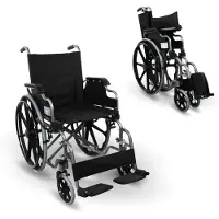 Mobiclinic Giralda - Rolstoel - Inklapbaar - Comfortabel Orthopedisch - Voetsteun - Armleuningen - Zitting 46 cm - Staal - Lichtgewicht