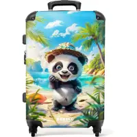 NoBoringSuitcases.com - Kinderkoffer groot - Kindertrolley koffer - Jonge panda in tropische sferen - Rolkoffer lichtgewicht kinderen - Reiskoffer met 4 wielen - Grote trolley XL - 20 kg bagage